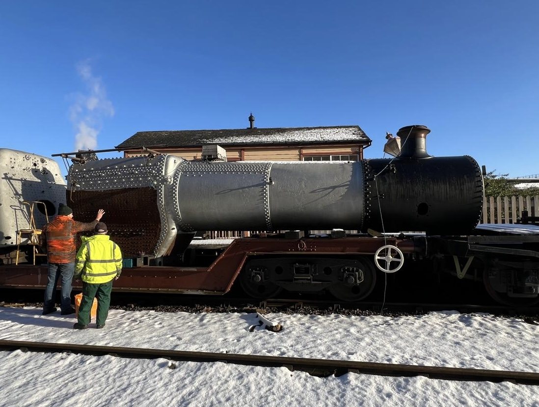 Foxcote Manor boiler outside in the snow during the overhaul